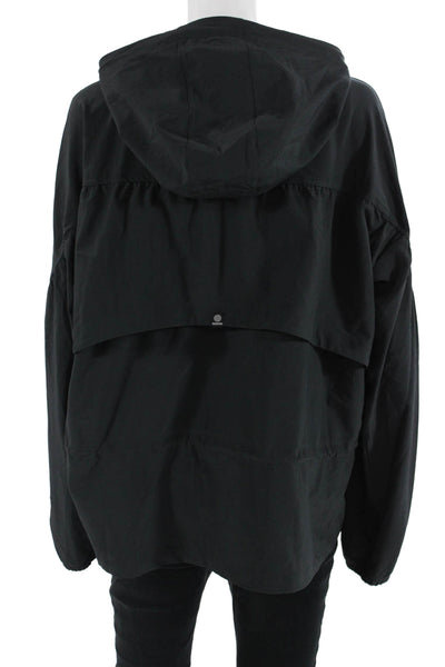 Zella Mens Pullover Hoodie Black High Neck Drawstring Size M