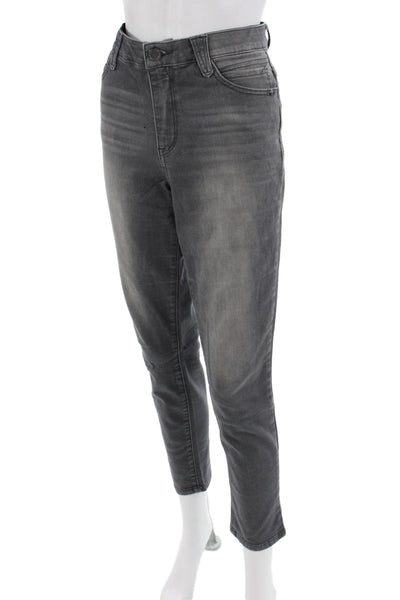 Wit & Wisdom Women Mom Ankle Jeans Gray Mid Rise Button Size 10
