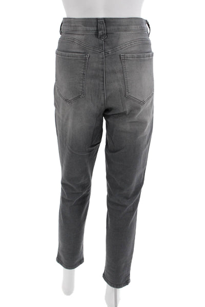 Wit & Wisdom Women Mom Ankle Jeans Gray Mid Rise Button Size 10