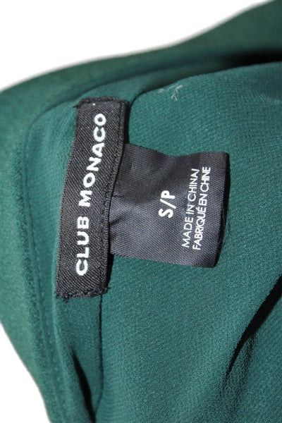 Club Monaco Womens Petite Green Rayon Linen Blouse Long Sleeve Size S