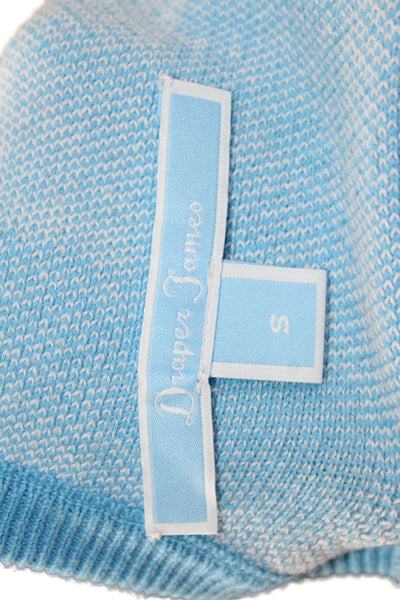 Draper James Womens Light Blue Check Short Sleeve Crew Neck T-Shirt Size S