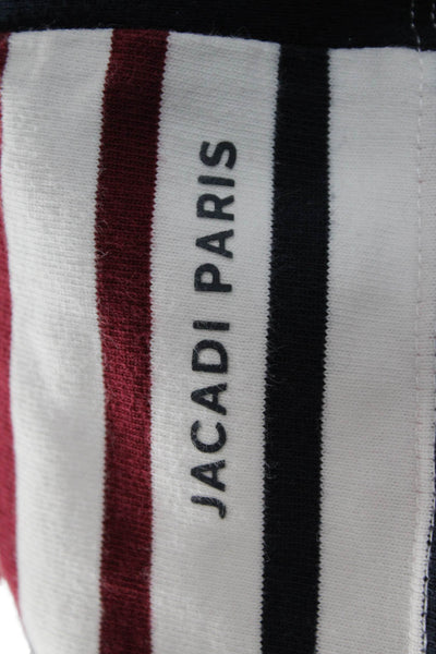 Jacadi Girls Striped Crew Neck Long Sleeve Top White Red Blue Size M