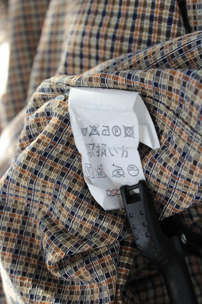 Ermenegildo Zegna Mens Button Front Collared Plaid Shirt Brown Navy Size XL