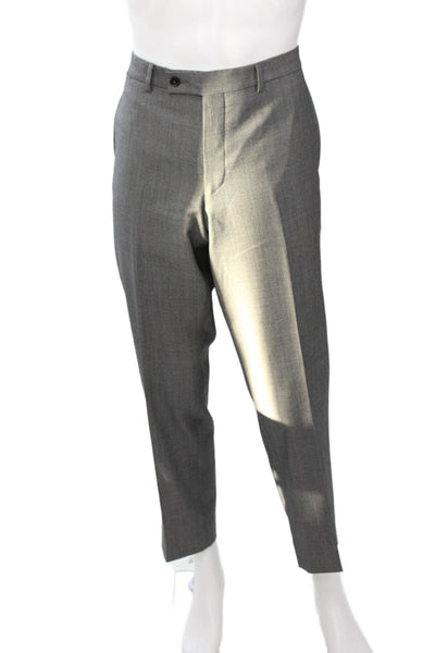 Ted Baker Mens Cropped Dress Pants Gray 100% Wool Button Size 37