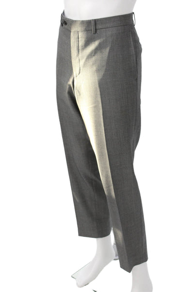 Ted Baker Mens Cropped Dress Pants Gray 100% Wool Button Size 37