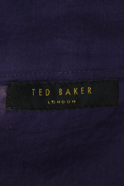 Ted Baker Mens Cropped Dress Pants Gray 100% Wool Button Size 37