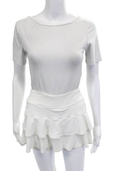 Lija Women Mini Skater Skort White Nylon Blend Size S