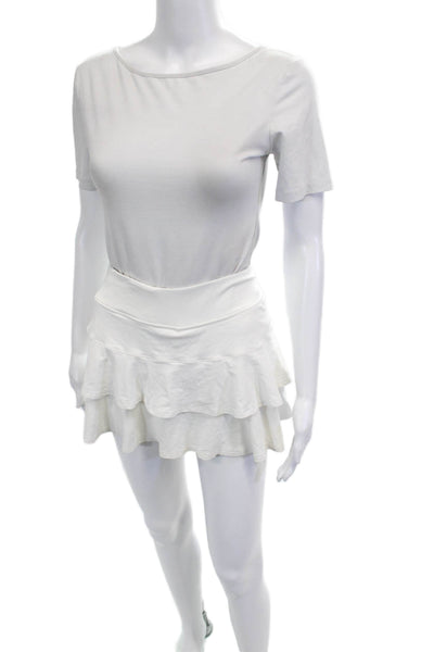 Lija Women Mini Skater Skort White Nylon Blend Size S