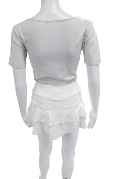 Lija Women Mini Skater Skort White Nylon Blend Size S