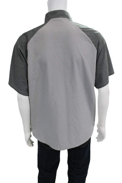 Rawlings Mens Gray Stand-Up Mock Neck Short Sleeve Polyester Spandex Size L