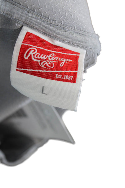 Rawlings Mens Gray Stand-Up Mock Neck Short Sleeve Polyester Spandex Size L