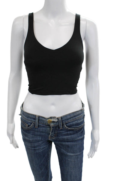 Lululemon Womens Cropped Tank Black V Neck Sleeveless Nylon Lycra Size 0