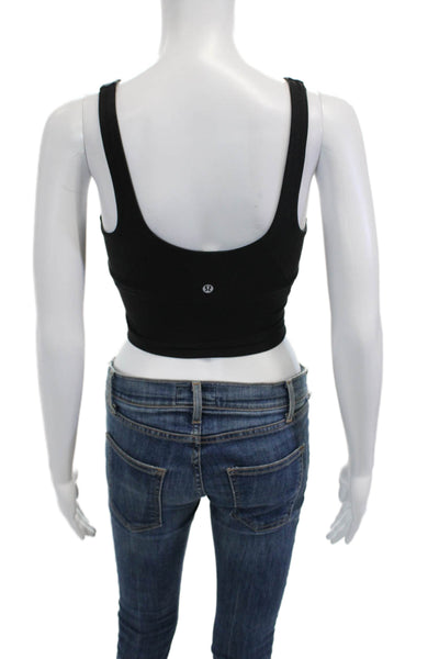 Lululemon Womens Cropped Tank Black V Neck Sleeveless Nylon Lycra Size 0