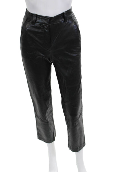 Babaton Women Ankle Cropped Dress Pants Black PU Size 00