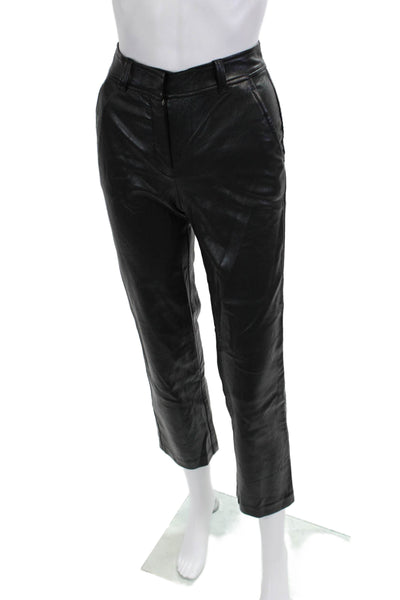 Babaton Women Ankle Cropped Dress Pants Black PU Size 00