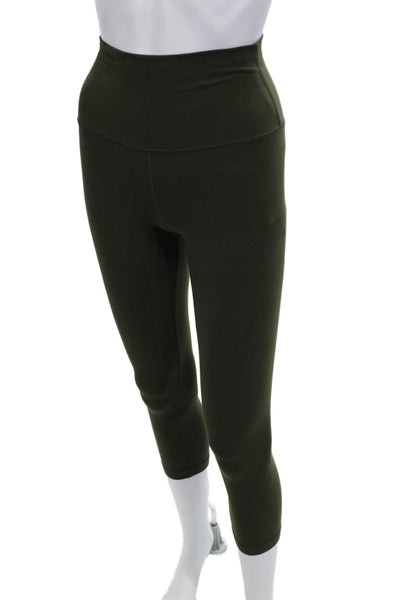 Lululemon Womens Cropped Capri Green Nylon Leggings Army Size 4
