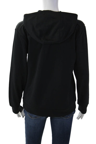Adidas Womens Pullover Hoodie Black Graphic Polyester Long Sleeve Size L