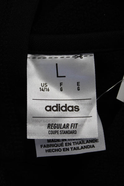 Adidas Womens Pullover Hoodie Black Graphic Polyester Long Sleeve Size L