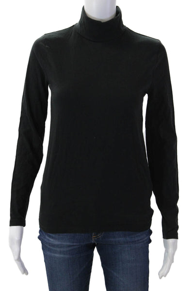J Crew Womens Black Cotton Turtleneck Long Sleeve Basic Top Size XS