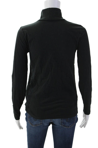 J Crew Womens Black Cotton Turtleneck Long Sleeve Basic Top Size XS