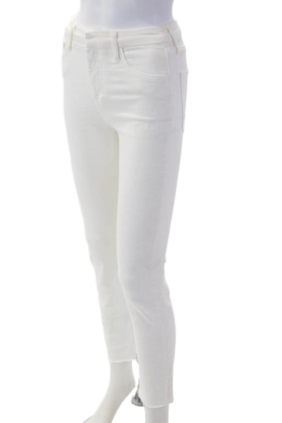 Frank & Eileen Womens White High Rise Skinny Ankle Cropped Jeans Size 24