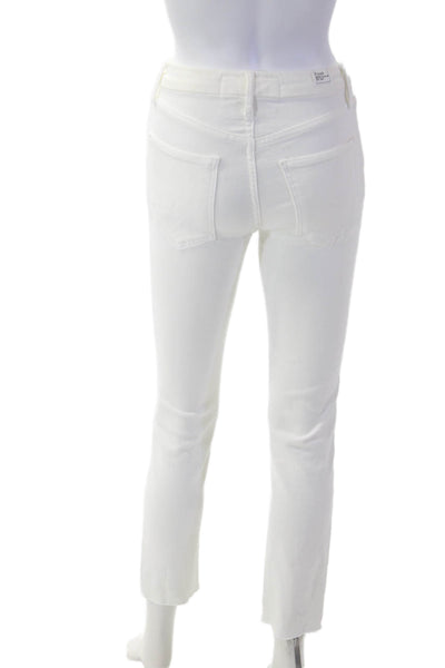 Frank & Eileen Womens White High Rise Skinny Ankle Cropped Jeans Size 24