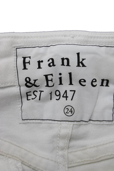 Frank & Eileen Womens White High Rise Skinny Ankle Cropped Jeans Size 24