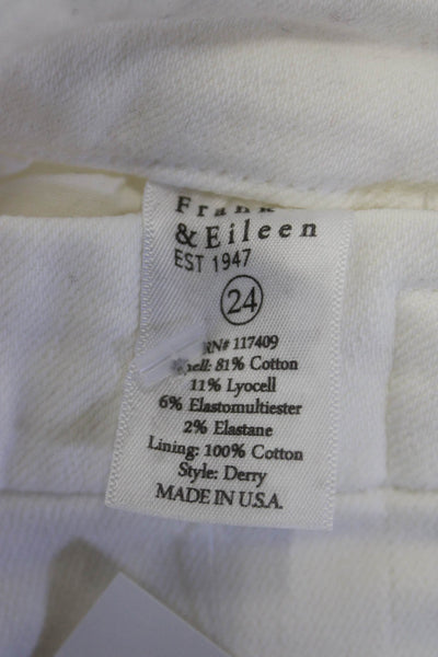 Frank & Eileen Womens White High Rise Skinny Ankle Cropped Jeans Size 24