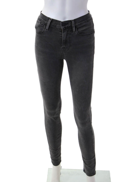Frame Women Skinny Jeggings Dark Gray Button Mid Rise Size 24