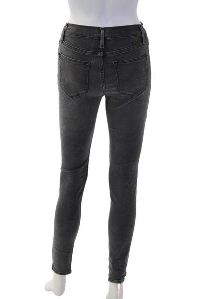 Frame Women Skinny Jeggings Dark Gray Button Mid Rise Size 24