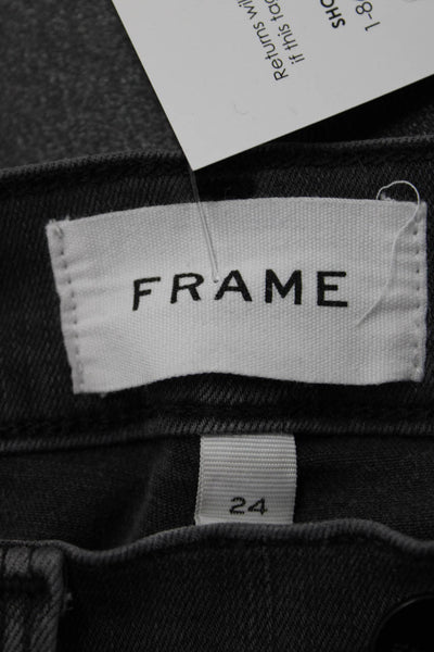 Frame Women Skinny Jeggings Dark Gray Button Mid Rise Size 24