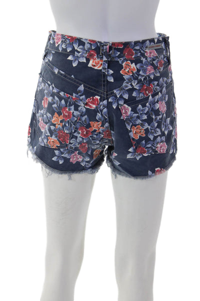 Citizens of Humanity Unisex Dark Blue Floral Cotton Lycra Button Shorts Size 26