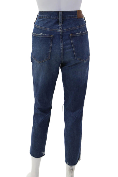 Madewell Women Ankle Skinny Jeans Dark Blue High Rise Button Size 29