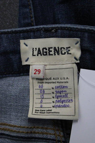 L'Agence Women Ankle Skinny Jeans Dark Blue High Rise Button Fly Size 29