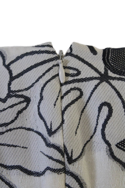 Akris Punto Womens Sheath Dress Beige Floral Sleeveless Crew Neck Tie Size 4