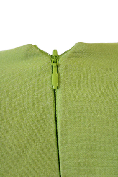 Roland Mouret Womens Green Sheath Dress Short Sleeve Crew Neck Midi Zip Size 2