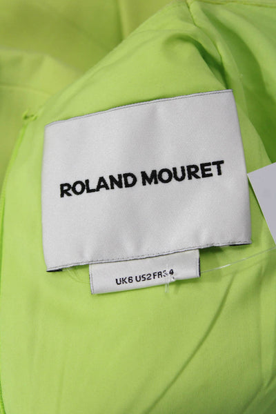 Roland Mouret Womens Green Sheath Dress Short Sleeve Crew Neck Midi Zip Size 2
