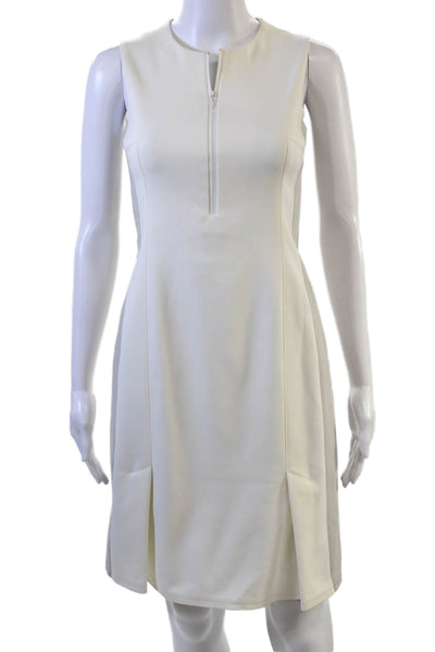 Akris Punto Women Sheath Midi White Sleeveless Cotton Dress Size 2