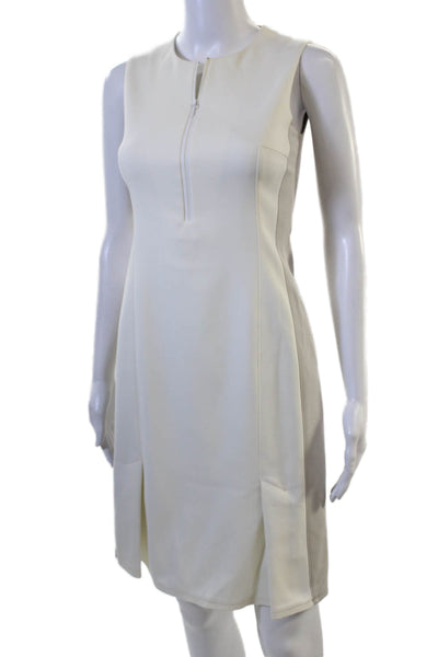 Akris Punto Women Sheath Midi White Sleeveless Cotton Dress Size 2