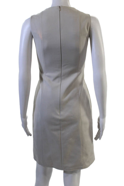 Akris Punto Women Sheath Midi White Sleeveless Cotton Dress Size 2