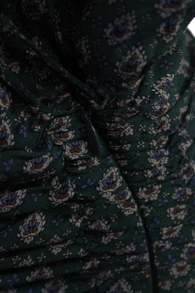 Veronica Beard Women Green Silk Paisley Wrap Dress 3/4 Sleeve Midi Size 0