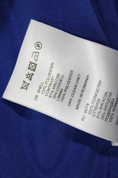 Reiss Women Sheath Dress Blue Crew Neck Short Sleeve Viscose Zip Size 2