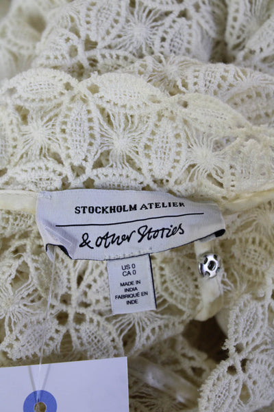 Stockholm Atelier & Other Stories Women Boho High Neck Blouse Beige Size 0