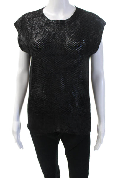 Rachel Comey Women Sleeveless Crew Neck T-Shirt Black Tanguis Cotton Size XS