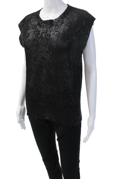 Rachel Comey Women Sleeveless Crew Neck T-Shirt Black Tanguis Cotton Size XS
