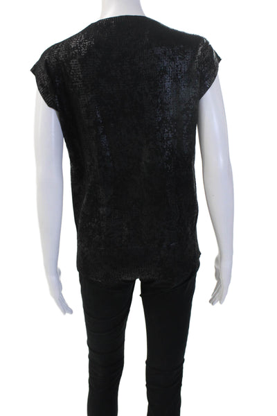 Rachel Comey Women Sleeveless Crew Neck T-Shirt Black Tanguis Cotton Size XS