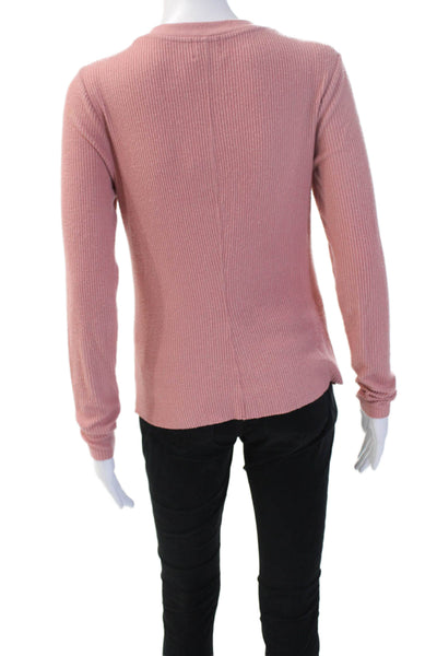 Nation LTD Womens Cardigan Pink Button Long Sleeve Round Neck Size S