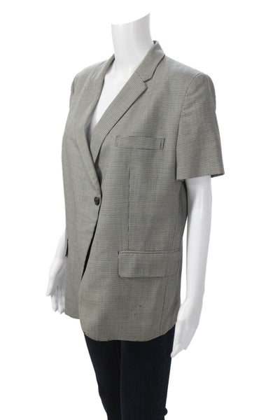 C&C California Women Military Linen Jacket Dark Gray Button Long Sleeve Size S
