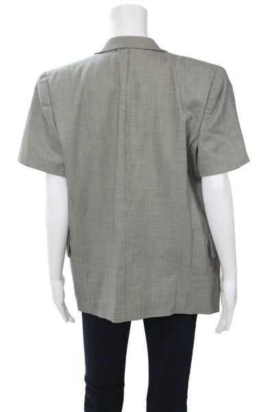 C&C California Women Military Linen Jacket Dark Gray Button Long Sleeve Size S