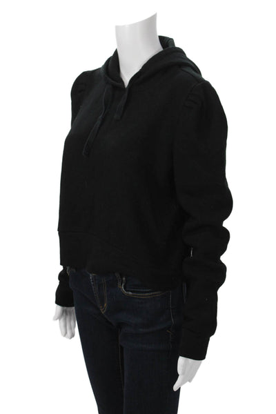 Z Supply Women Pullover Hoodie Black Drawstring Cotton Rayon Long Sleeve Size M